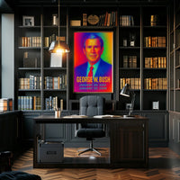 George W. Bush 43rd President of the United States Neon Gradient Overlay Poster