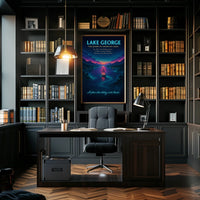 Lake George Scenic Illustration Sunset Poster