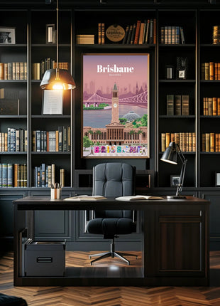 Brisbane Landmarks Illustration Travel Poster