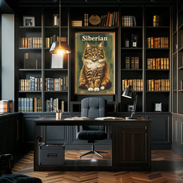 Siberian Cat Portrait Realistic Photography Poster