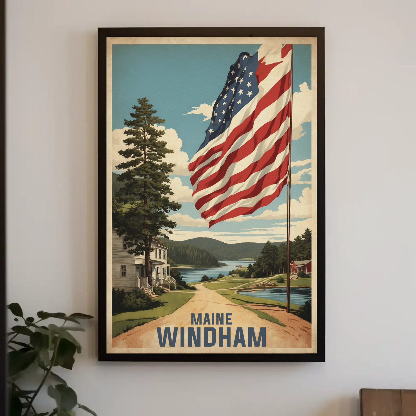Windham New Hampshire Autumn Riverscape Vintage Travel Poster