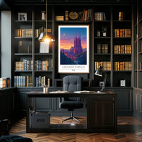 Sagrada Familia Twilight Travel Art Poster