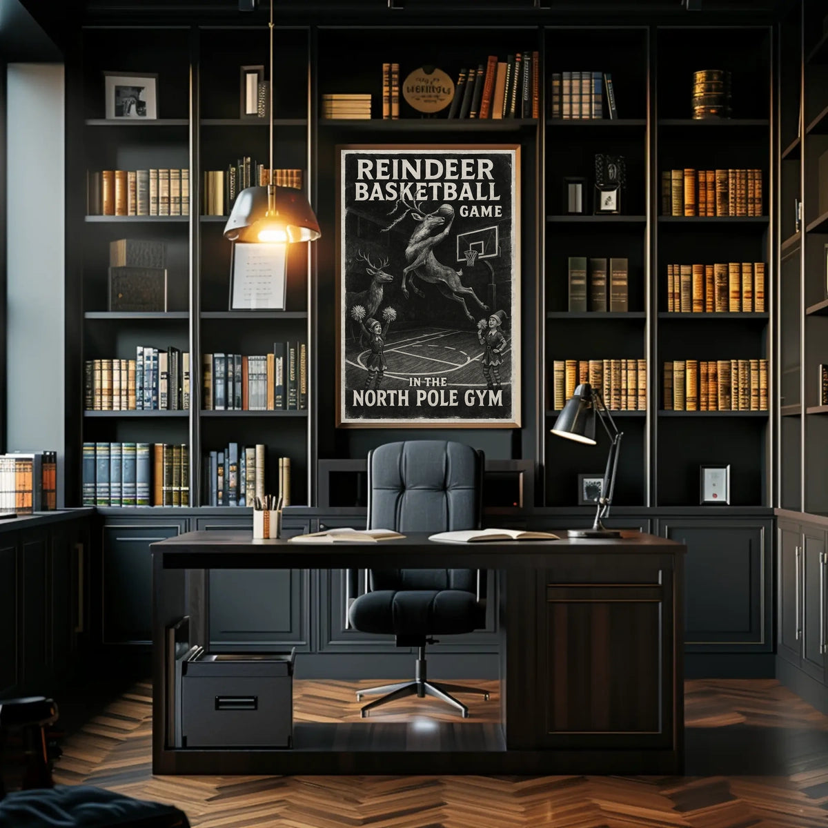 Reindeer Basketball Game Poster