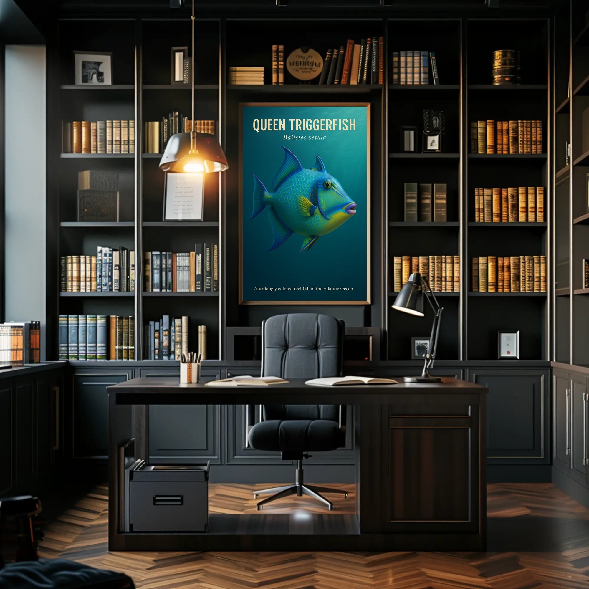 Queen Triggerfish Marine Life Educational Poster PosterGoat