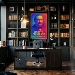Grover Cleveland 22nd President of the United States Neon Gradient Overlay Poster