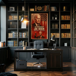 Joe Biden 46th President Digital Painting Patriotic Washington DC Portrait Realism Poster