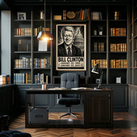 Bill Clinton 42nd President of the United States B & W Comic Sketch Poster