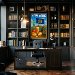 New York City Iconic Landmarks Poster Modern Wall Art