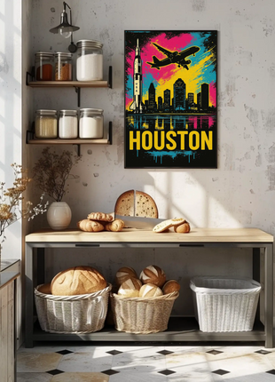 Houston Texas Rocket City Skyline Art Poster