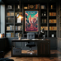 Los Angeles Retro Skyline Poster