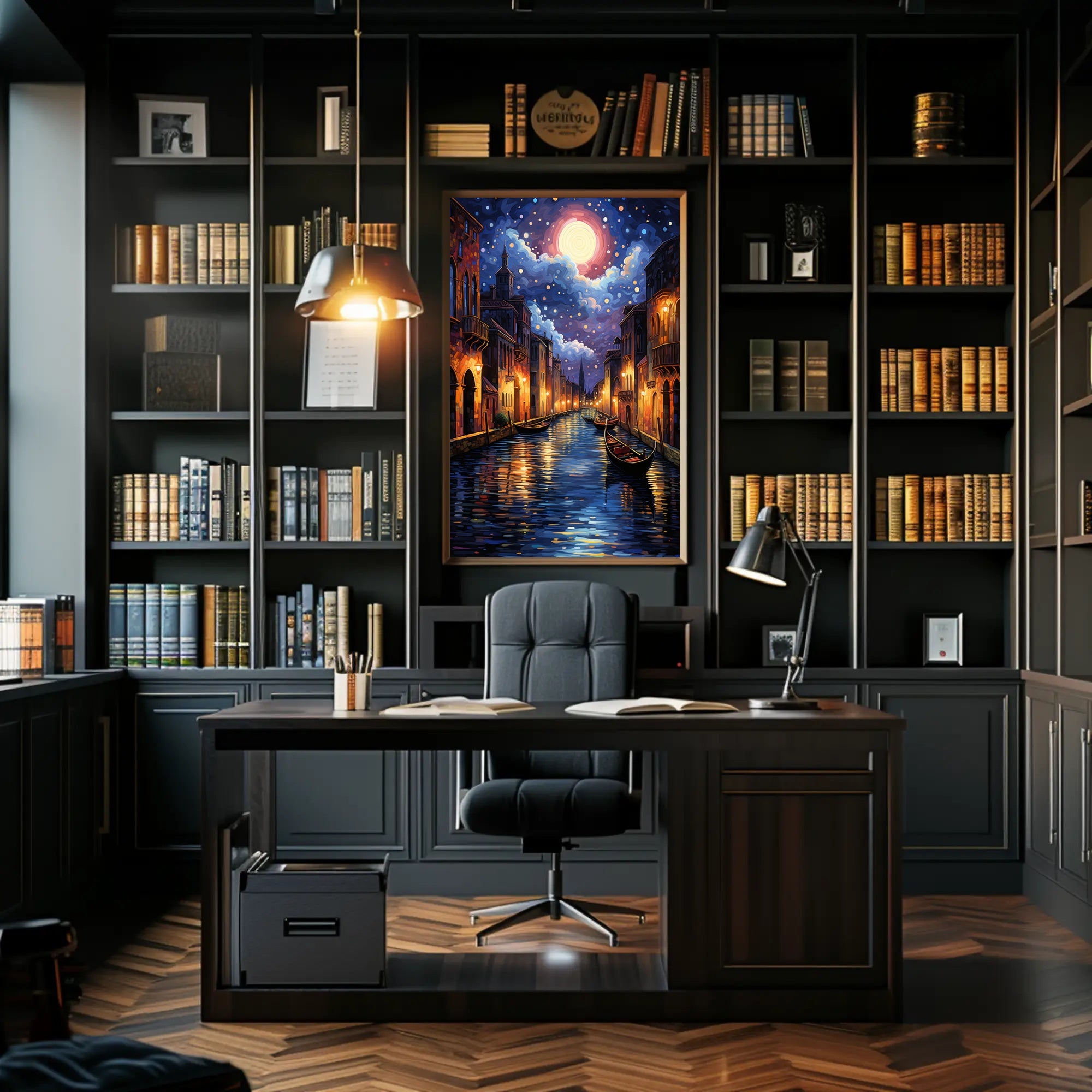 Moonlit Venice Canal Poster