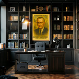 Lyndon B. Johnson 36th President of the United States Vintage Watercolor Poster