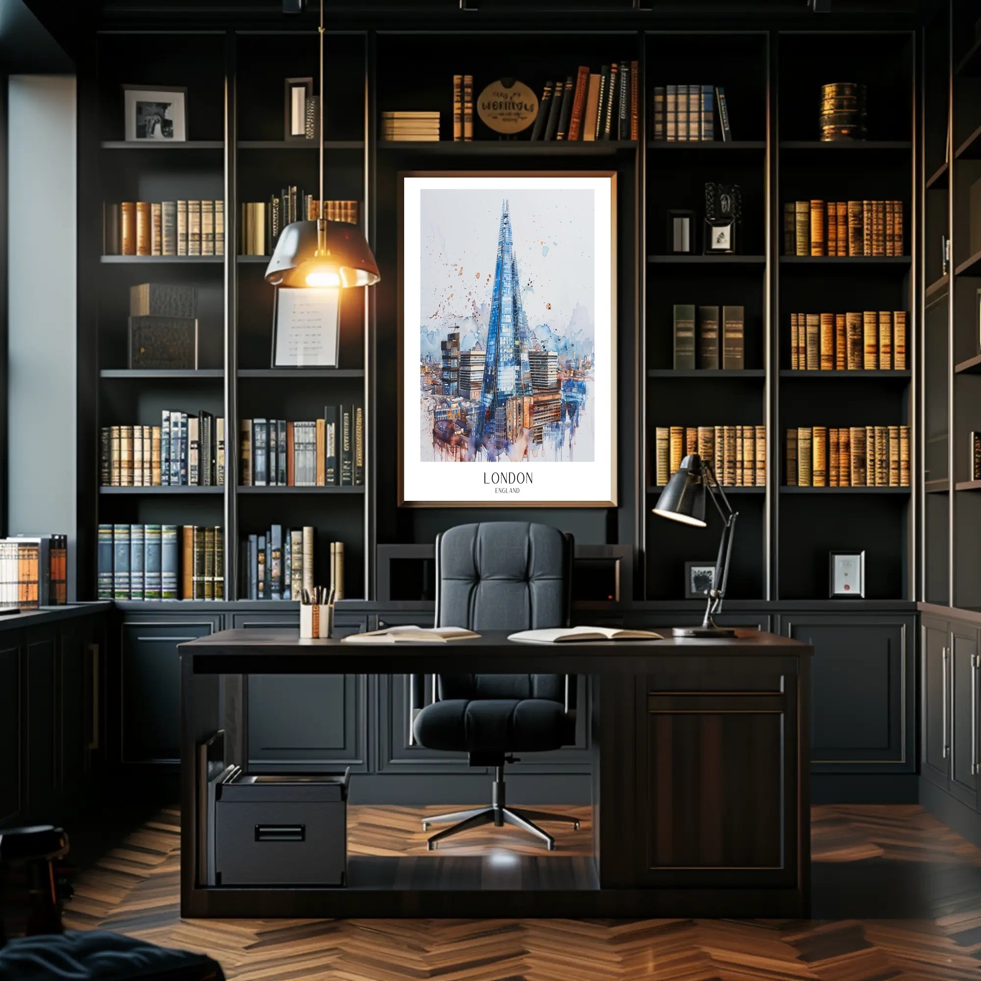 The Shard Watercolor London Urban or Cityscape Poster PosterGoat