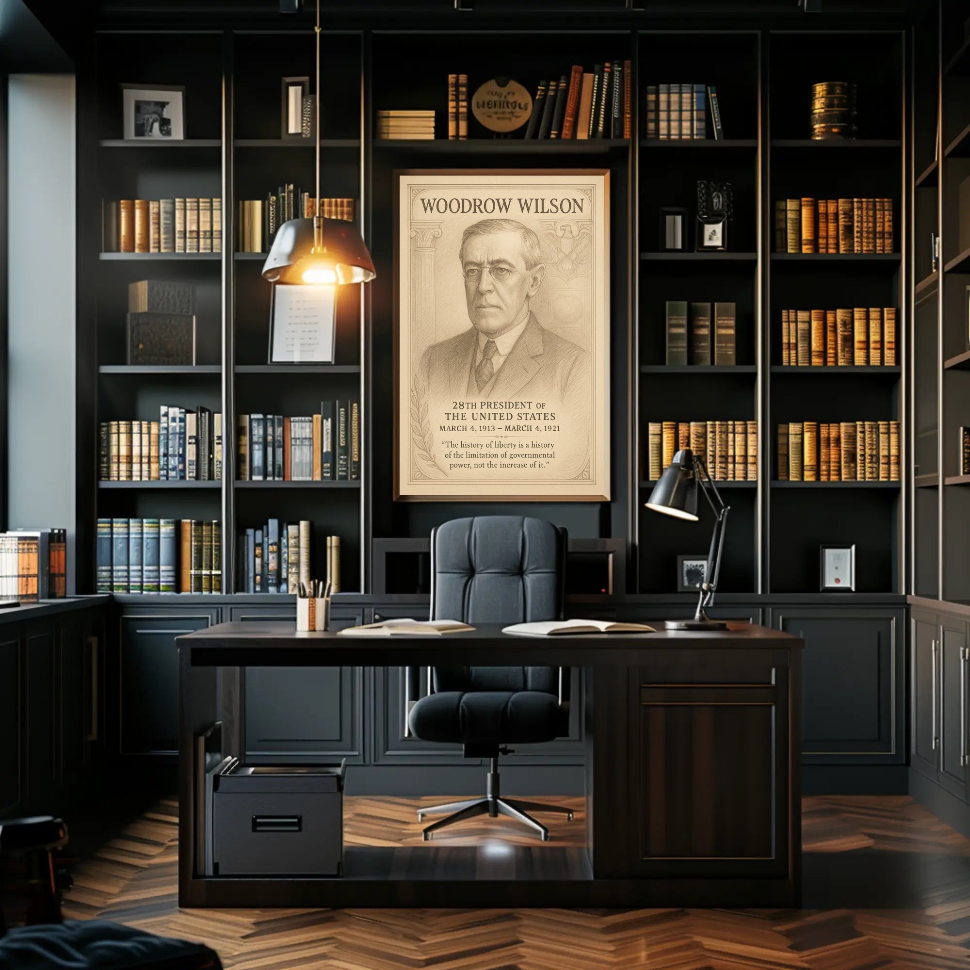 Woodrow Wilson 28th President Sketch Poster Art Print for Home Decor PosterGoat