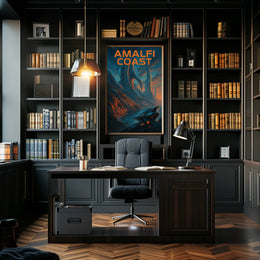Amalfi Coast Futuristic Vision Poster 18x24 Wall Art