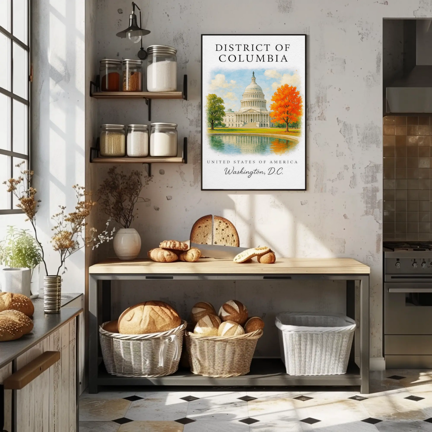 Washington DC Capitol Autumn Reflection Travel Poster