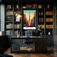 Empire State Building Retro New York Cityscape Urban Poster