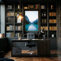 Serene Mountain Reflection Photorealistic Nature Poster