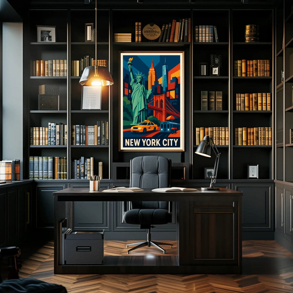 Iconic New York City Poster Vibrant Landmark Artwork Lovers
