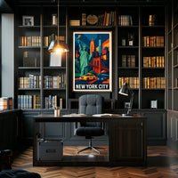 Iconic New York City Poster Vibrant Landmark Artwork Lovers