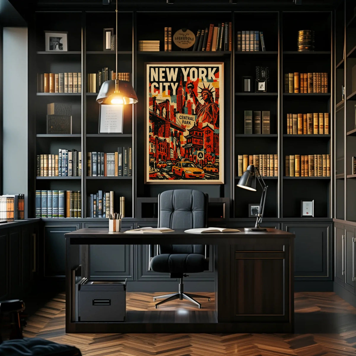 Iconic New York City Landmarks Poster Vintage Wall Art