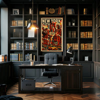 Iconic New York City Landmarks Poster Vintage Wall Art