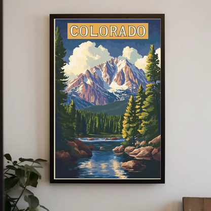 Colorado Scenic Mountains Vintage Travel Poster