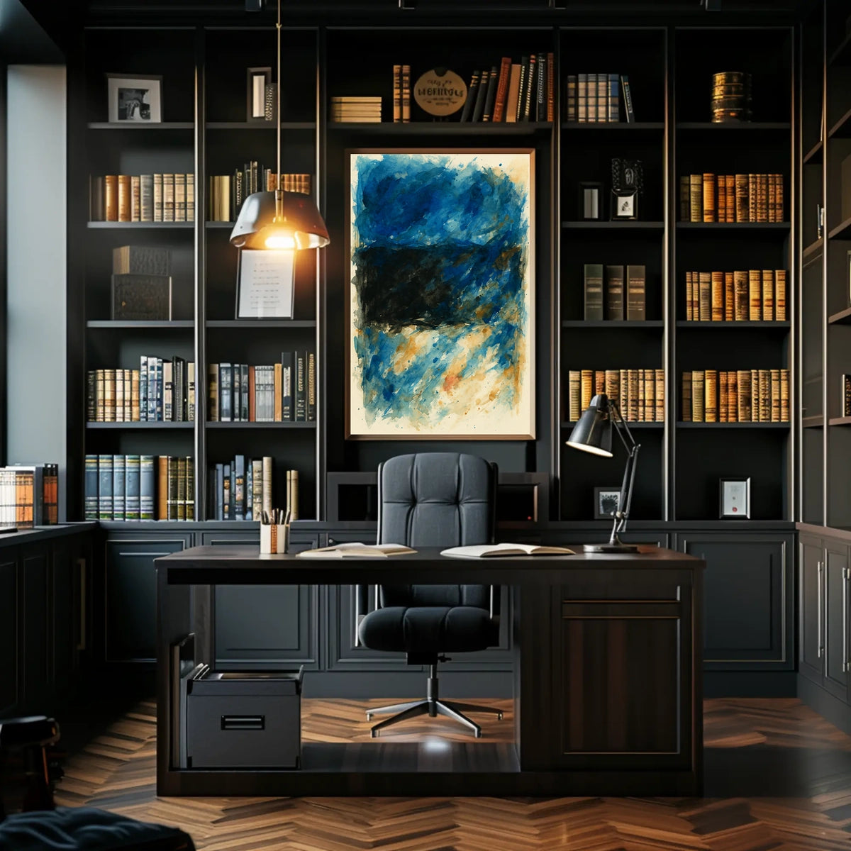 Abstract Blue And Black Composition Poster