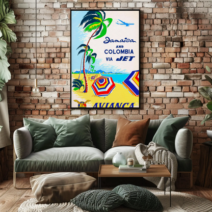 Avianca Jamaica & Colombia Travel Poster (1961)