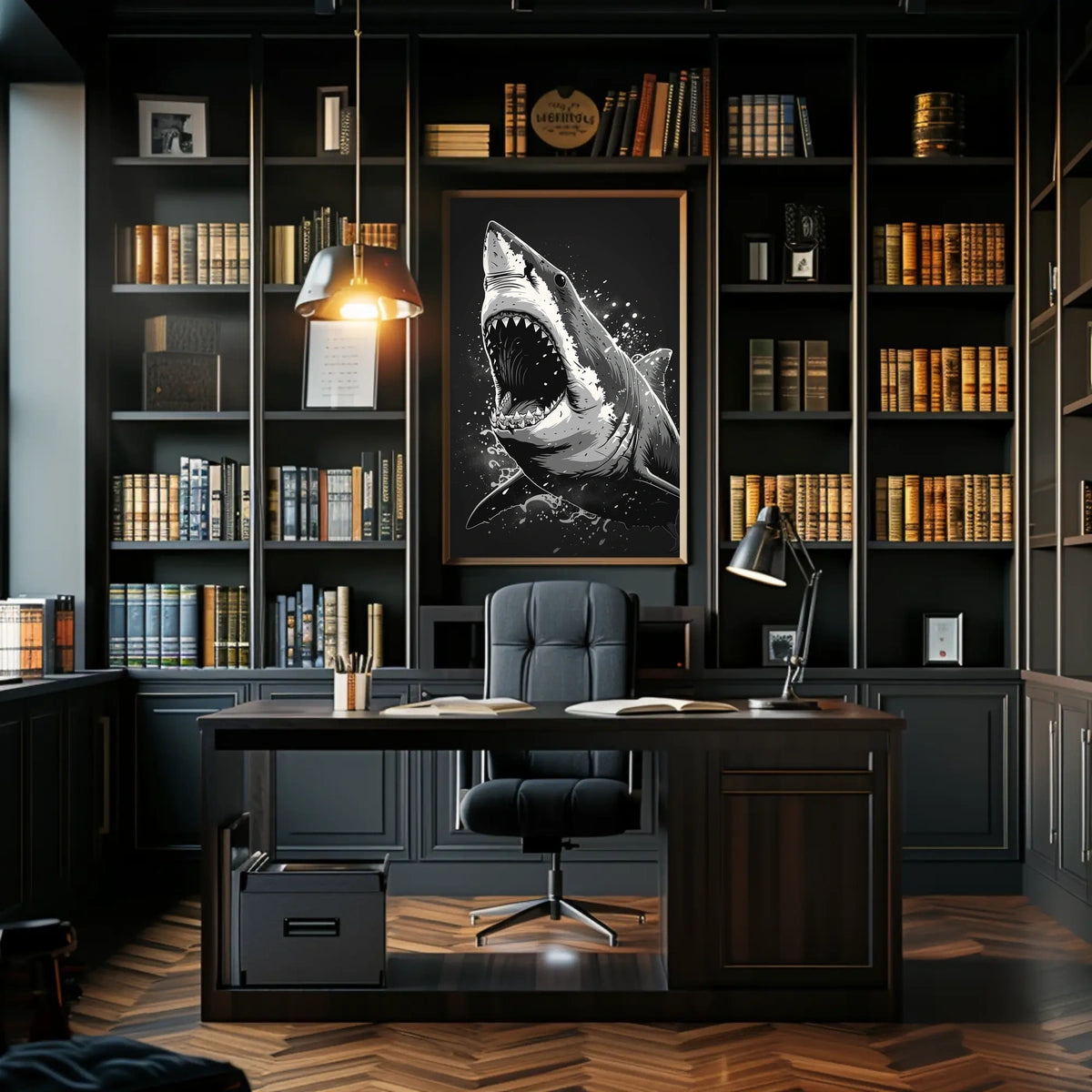 Ferocious Shark Illustration Poster