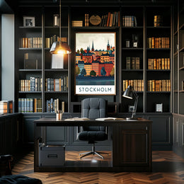 Stockholm Cityscape with Classic European Architecture Travel Poster