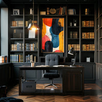Vibrant Abstract Art with Textured Shapes - Artistic Poster PosterGoat