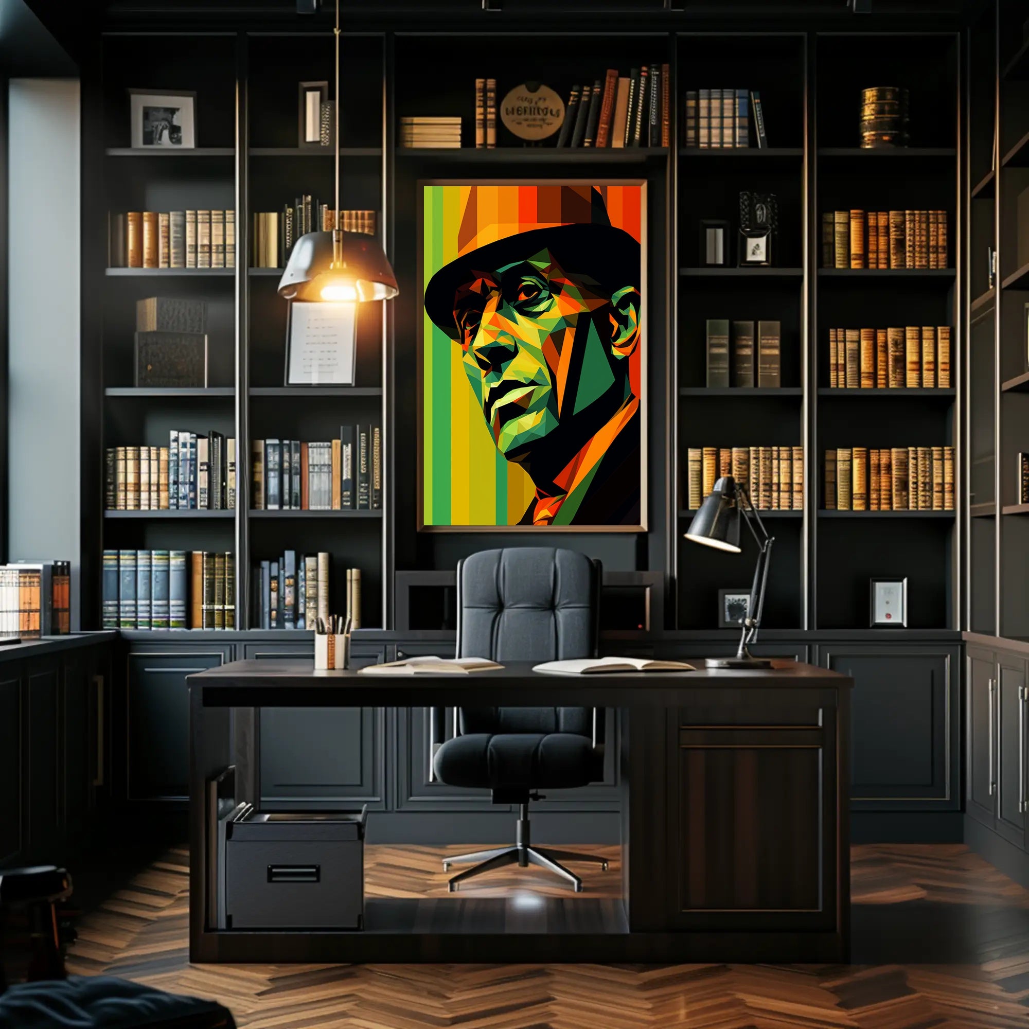 Vibrant Geometric Portrait Poster PosterGoat