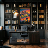 Los Angeles Skyline Vintage Travel Poster Art