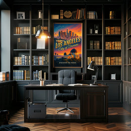 Los Angeles Skyline Vintage Travel Poster Art