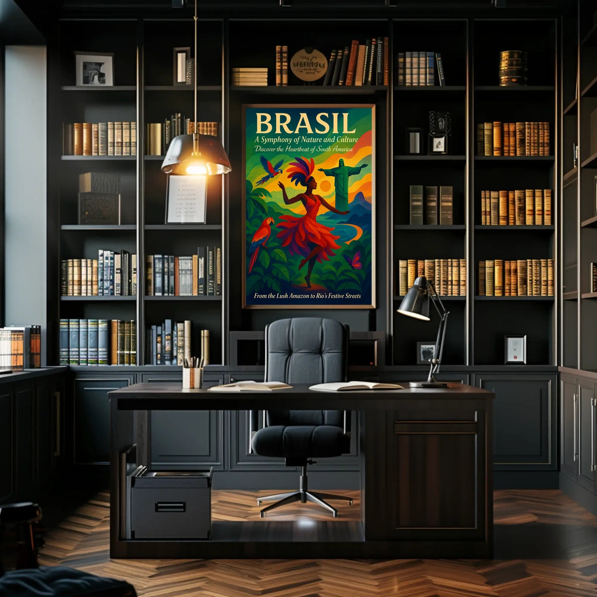 Brazil Culture and Nature Dance Parrots Christ The Redeemer Poster