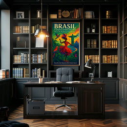 Brazil Culture and Nature Dance Parrots Christ The Redeemer Poster