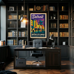 Motor City Magic Retro Urban Cityscape Poster