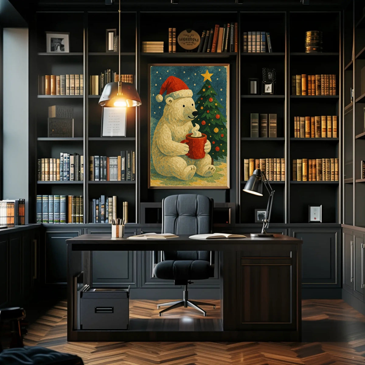 Festive Polar Bear Holiday Poster