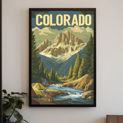 Camping in Colorado Vintage Travel Poster