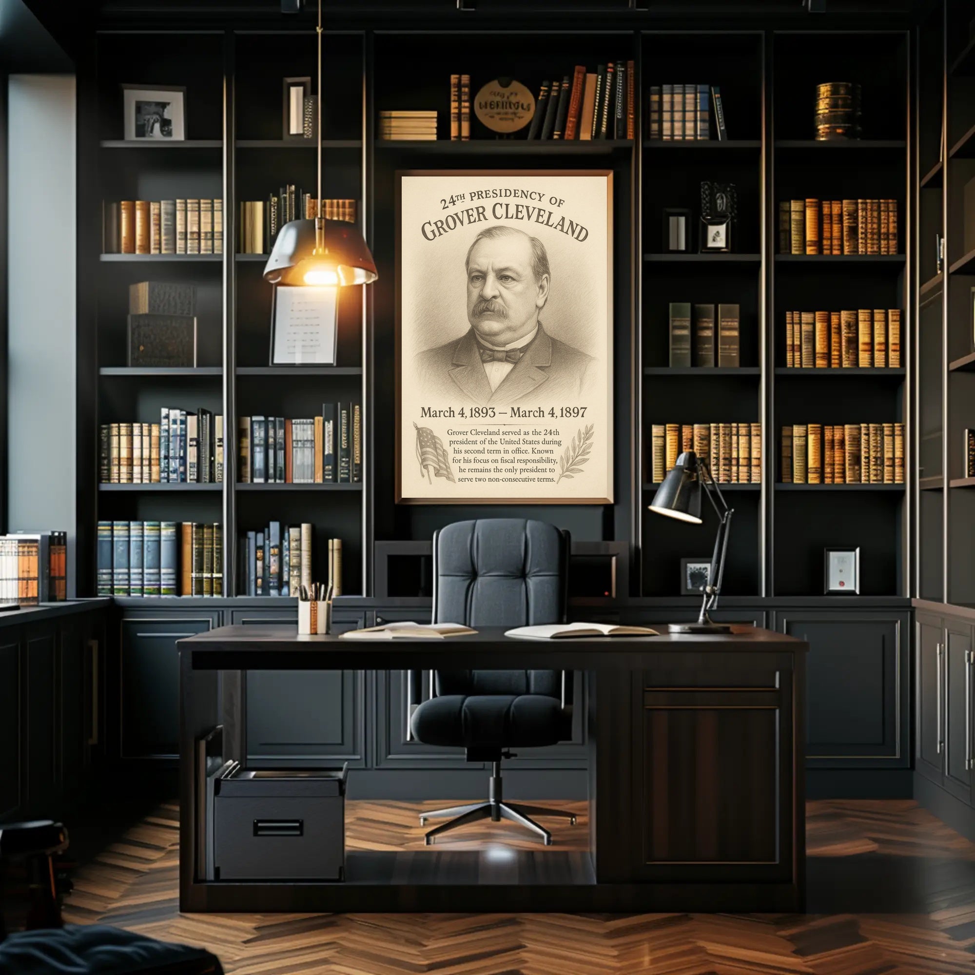 Grover Cleveland 24th President Sketch Poster Art Print PosterGoat