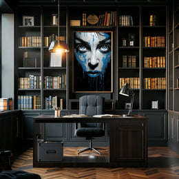 Striking Blue-Eyed Woman Abstract Art Poster