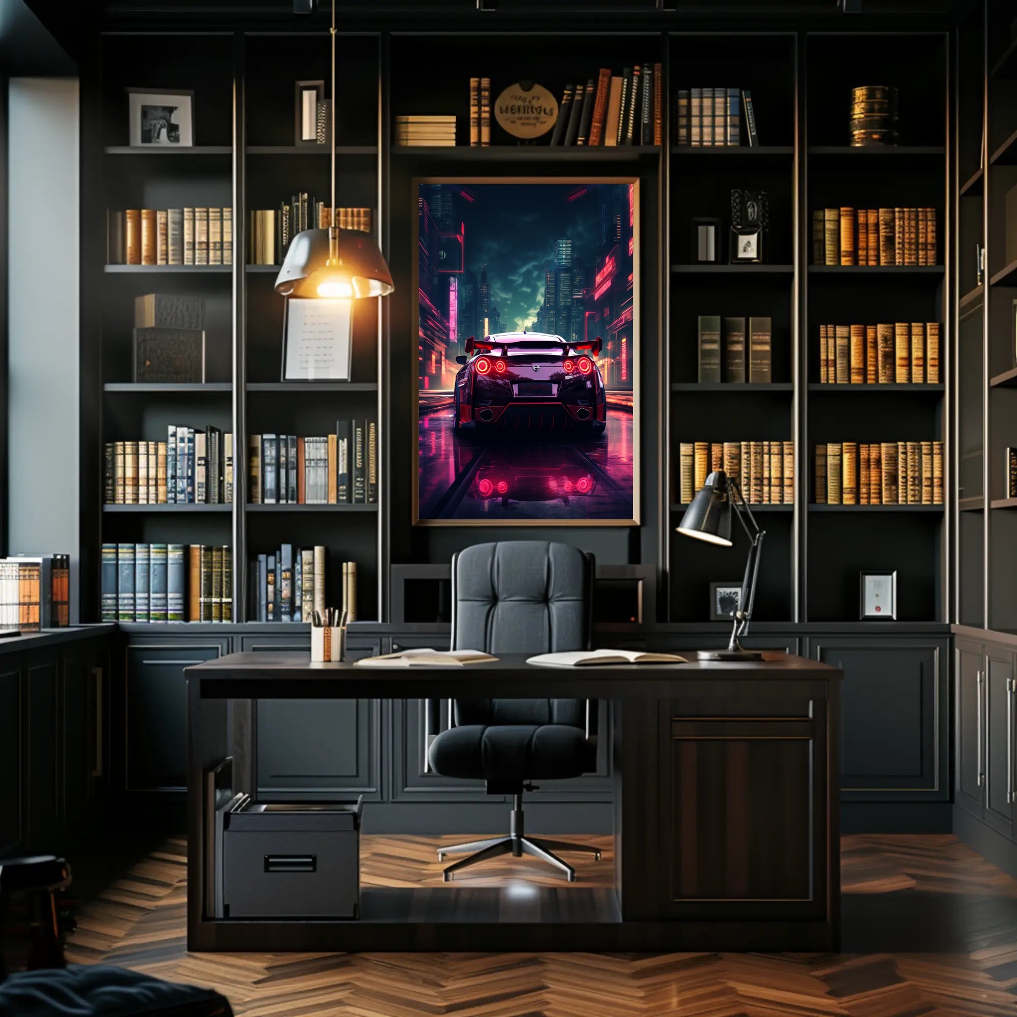 Neon Night Drive Poster PosterGoat