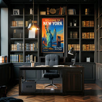 New York City Skyline Vintage Urban or Cityscape Poster