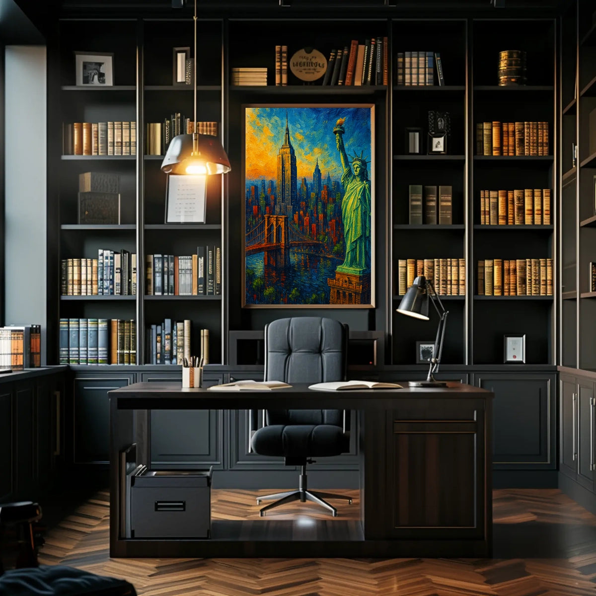 New York City Sunset Skyline Poster Modern Wall Art