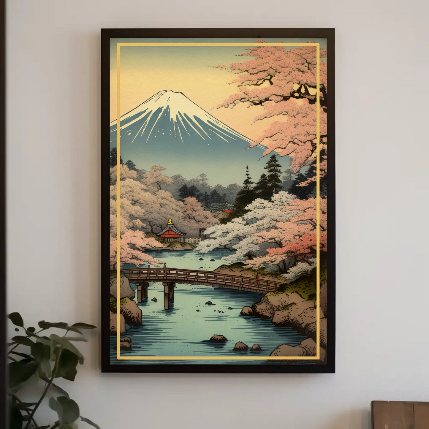 Mount Fuji Cherry Blossoms Spring Japan Vintage Travel Poster