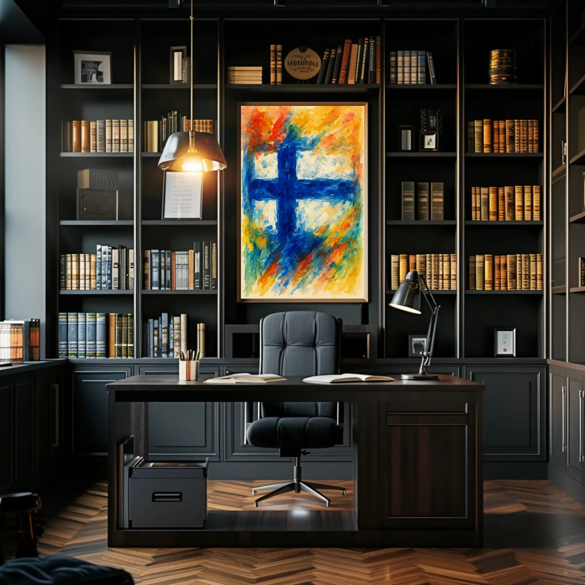 Abstract Finnish Flag Abstract Poster