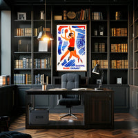 Dynamic Female Athlete Vintage Sports Propaganda Poster