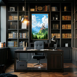 Fantasy Castle Adventure: Whimsical Landscape Art Print