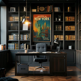 New York City Poster Vintage Travel Mid Century Wall Art